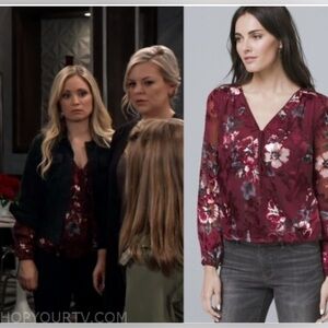 WHBM As Seen On TV Floral Burnout Wrap Blouse White House Black Market Size 6